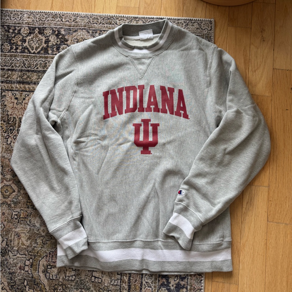Champion Gray Indiana University Men's Crewneck Sweater